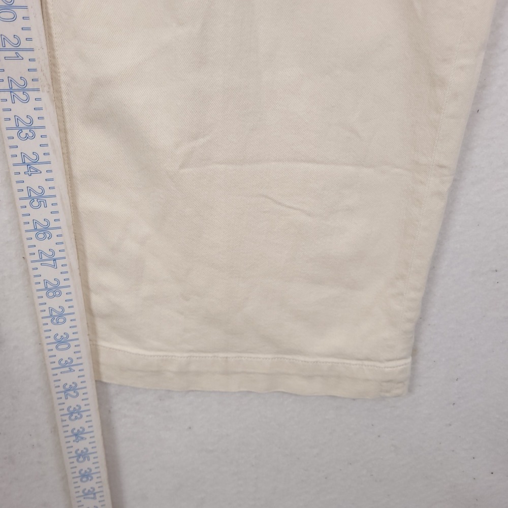 American Eagle Carpenter Pants Womens 14 Cream Stretch Wide Leg Utility Y2k - Picture 7 of 16
